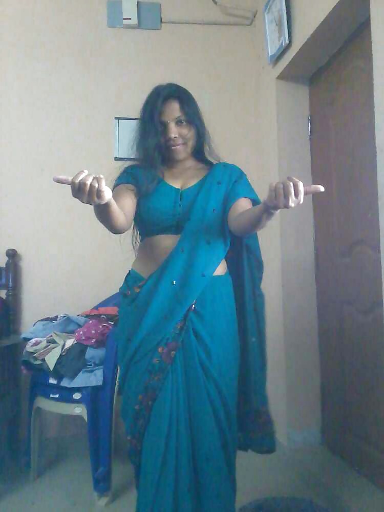 Juicy Indian Wife Blue Sari Stripping 2